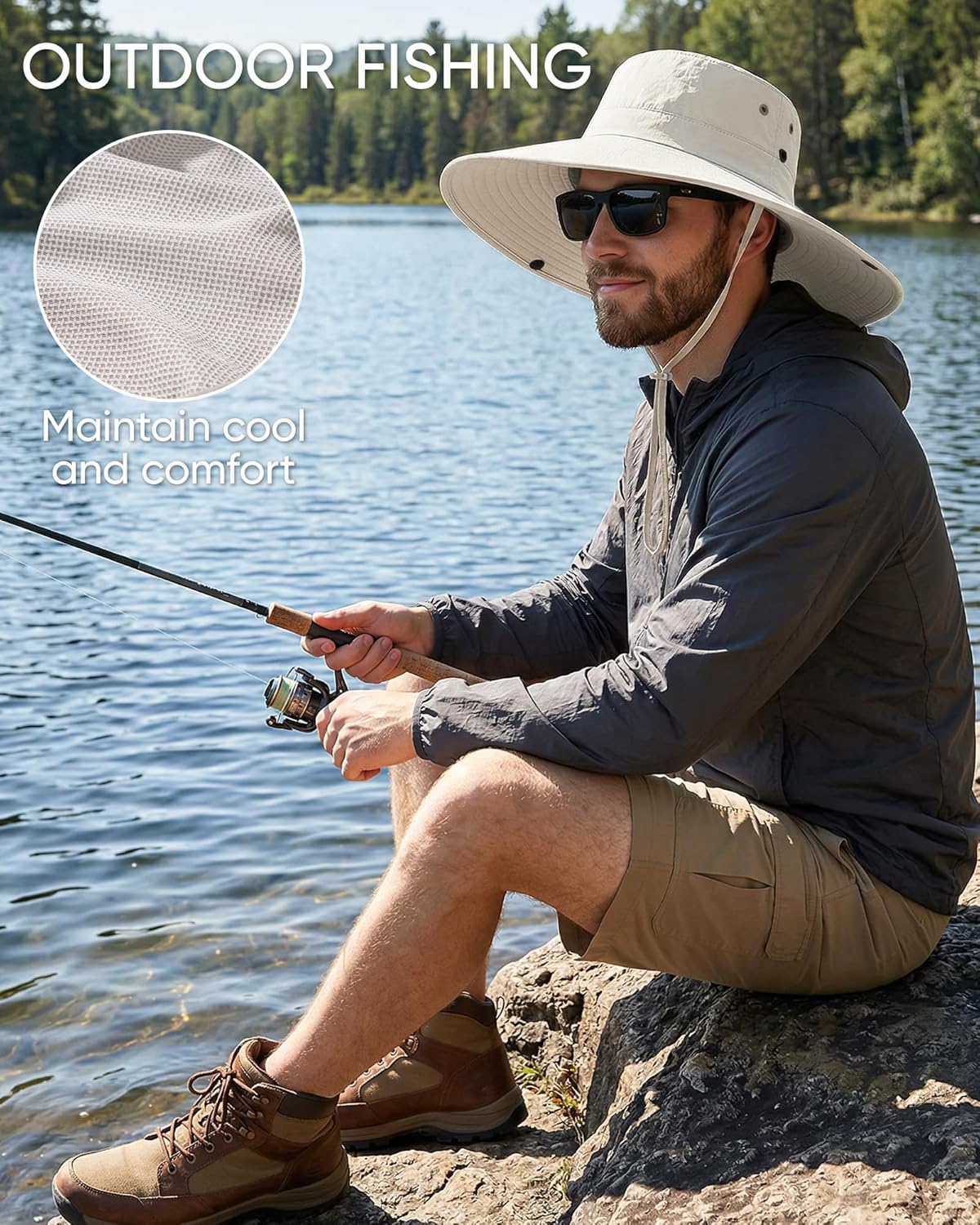 Skiennix Sun Hat - Wide Brim Fishing Hat for Ultimate Sun Protection | Perfect for Summer Outdoor Activities