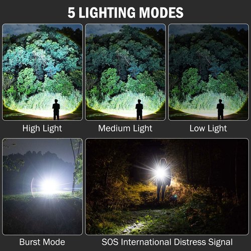 Lylting Rechargeable Flashlights High Lumens, 4 Pack 99,000 Lumens Led Flashlights with 5000ɱAh Βattery, Waterproof Powerful Flash Light Multifunctional Flashlights for Home Camping Hiking