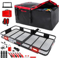 Mockins XXL Folding Trailer Hitch Cargo Carrier - 70"x30"x6" with Waterproof Cargo Bag & Rear Lights | 500 Lbs Capacity for SUVs & Trucks