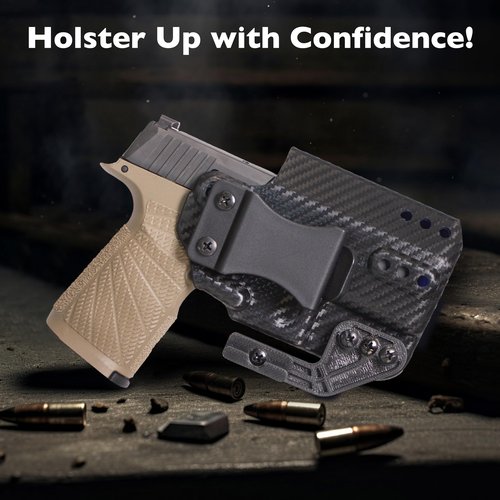 DeSantis Persuader IWB Holster - Concealed Carry Gun Holster with Carbon Fiber Finish, Multi-Cant Center Clip, Fits the Glock 43, 43X, 43X MOS with or without Red Dot Sight - Right Hand Draw, Black