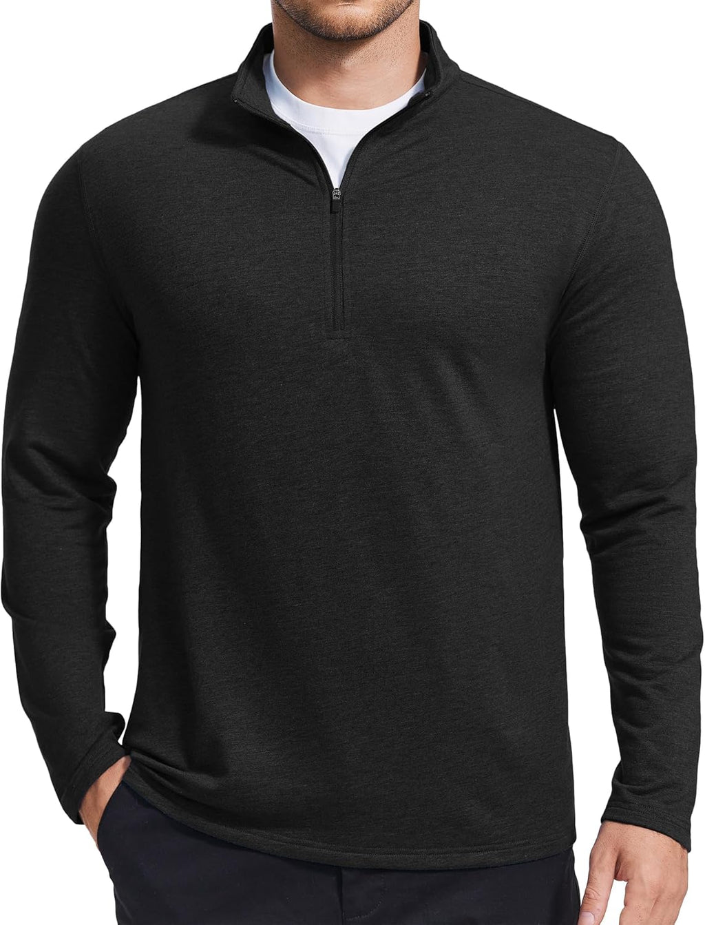 PINSPARK Men's Lightweight Quarter Zip Pullover - Performance Mock Neck Golf Sweatshirt | Casual Long Sleeve