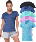 Xelky Women's Dry Fit T-Shirts - Moisture-Wicking Athletic V-Neck Tops | 3-4 Pack Activewear