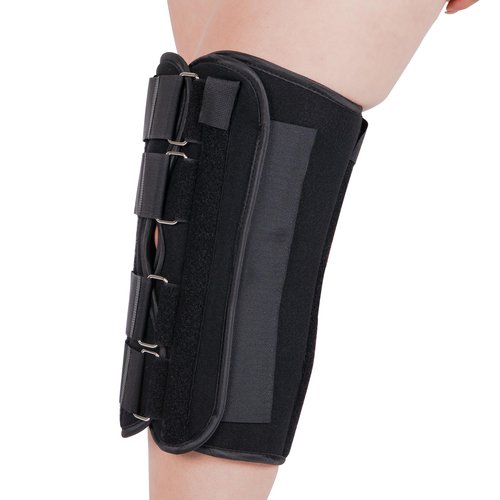 Alpha Medical 12” Long Adjustable Three Panel Orthopedic Knee Immobilizer – Supportive & Adjustable Side Panels – Knee Brace Stabilizer – Knee Immobilization L1830