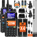 BAOFENG 5RM 10W Ham Radios Long Range 2 Pack, Multi-Band Portable Two-Way Radio NOAA Weather Receiver, UV-5RM Walkie Talkies Rechargeable with Frequency Copy & 4PCS 2500mAh USB-C Batteries