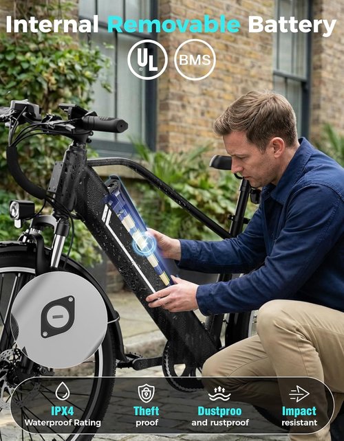 Jasion 26" Electric Bike - Removable Battery Ebike with 3 Modes, 7-Speed, 1200W Motor | Max 28MPH, 50 Miles