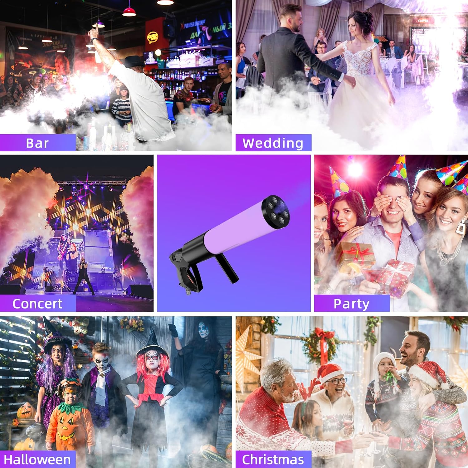 Skiennix Handheld CO2 Jet Blaster - RGB LED Smoke Machine for Events & Parties | 1 Pack
