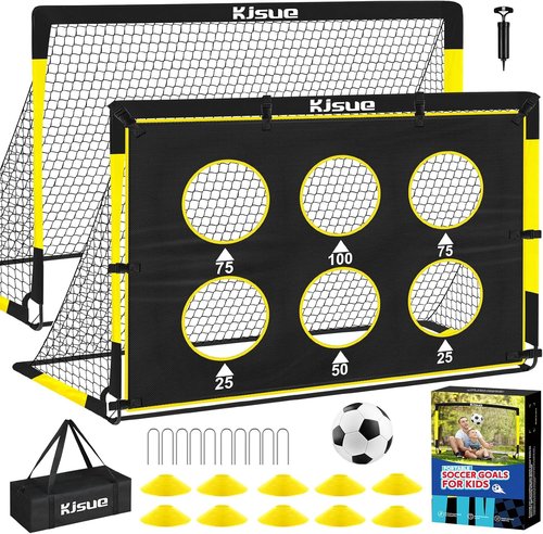 Kids Soccer Goal Set by [Brand Name] - 2 Durable 6x4 ft Goals for Backyard Training | Perfect for Ages 3-12