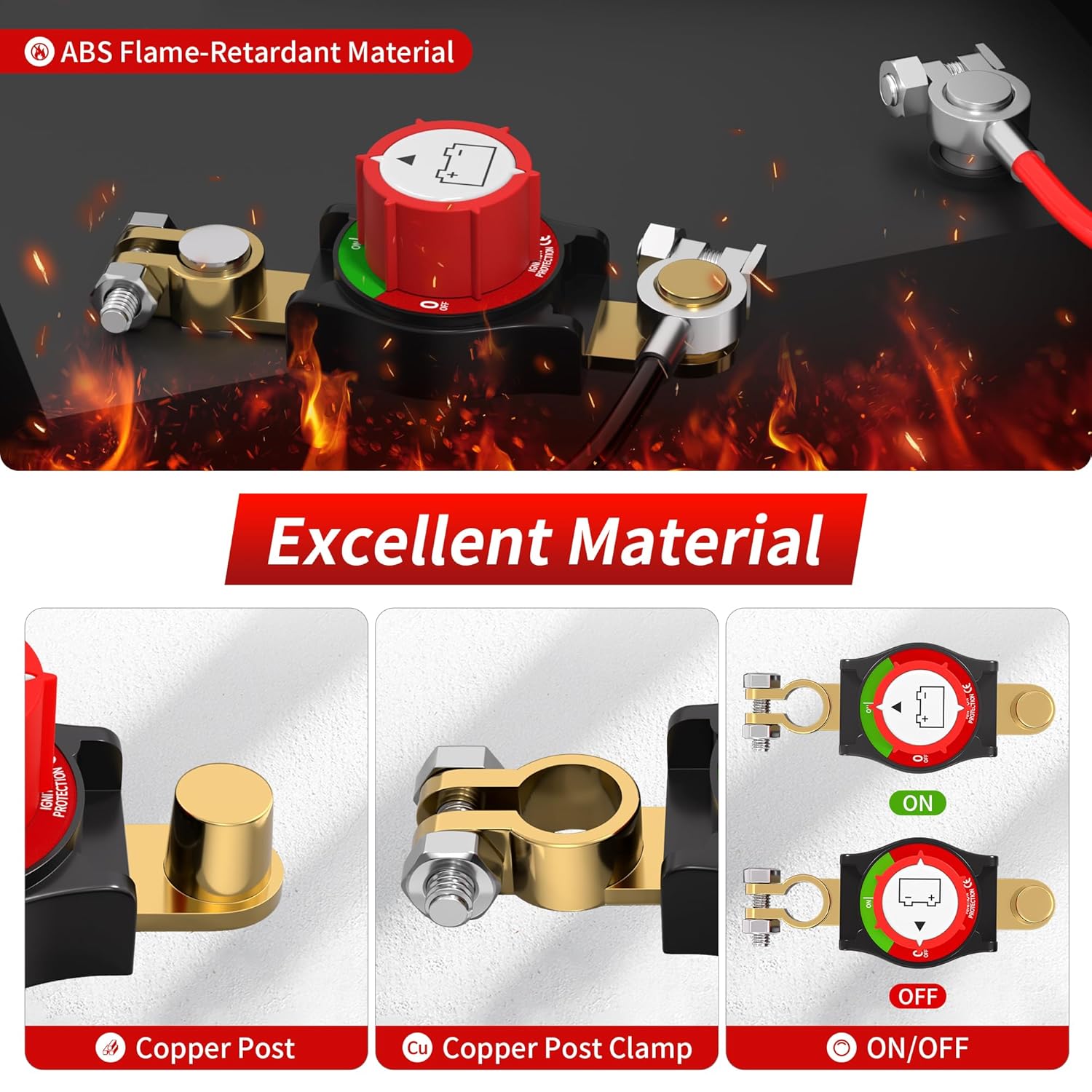RVBOATPAT Battery Disconnect Switch - 12V 300A Negative Cut Off Switch for Auto & Marine Vehicles