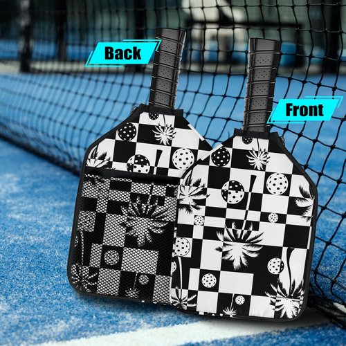 Pickleball Paddle Cover with Handle - Shock Absorbing Paddle Case with Mesh Pocket Zipper Closure Universal 12.60 × 9.84 in Paddle Protection Accessories for Women Men (Black)