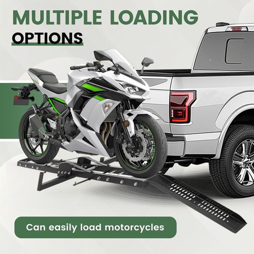 ECOTRIC 500LB Heavy-Duty Motorcycle Carrier - Powder Coated Black with Loading Ramp & Tilt Lock