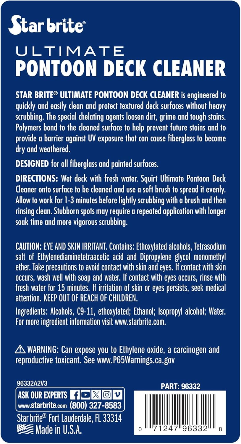 STAR BRITE Ultimate Pontoon Deck Cleaner - Effectively Lifts Dirt & Stains from All Surfaces - 32 OZ