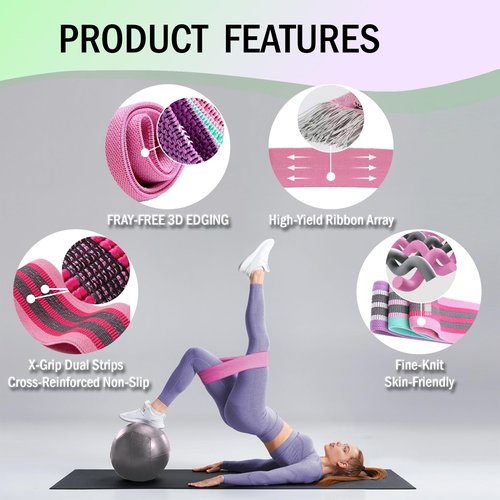 Full Body Resistance Bands Set for Women & Men, Professional Upper & Lower Body Workout Bands for Arms, Legs, Glutes, Yoga, Strength Training, Home Gym Fitness Equipment (GreenPurple 4pcs)