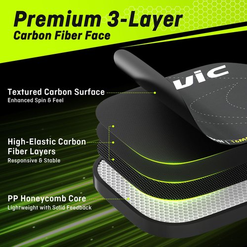 Ansnvic Pickleball Paddle T700 Carbon Fiber Surface & 16mm PowerCore Easy Spin, Great Control & Comfortable Power Lightweight Paddle for All Skill Levels
