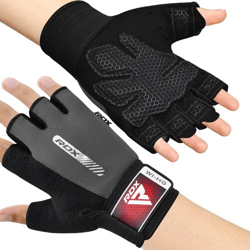 RDX Weight Lifting Gloves Fitness Workout, Anti Slip Padded Full Palm Protection, Ultra Ventilated, Bodybuilding Strength Training HIIT WOD Exercise, Half Finger Men Women Cycling Rowing Climbing