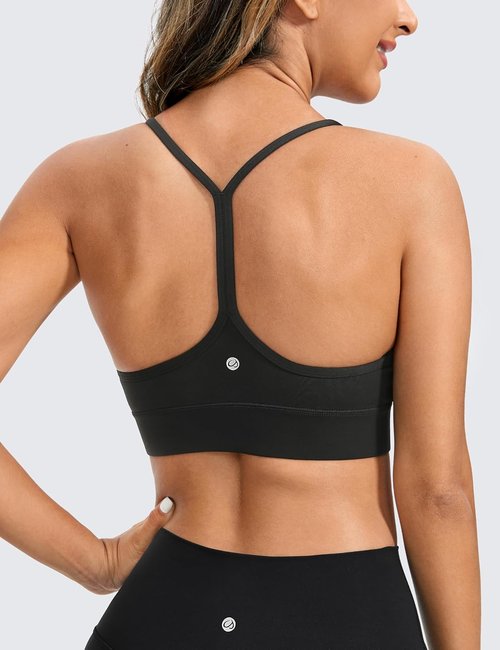 CRZ YOGA Y-Back Sports Bra - Butterluxe Wireless Scoop Neck with Spaghetti Straps | Padded Athletic Top