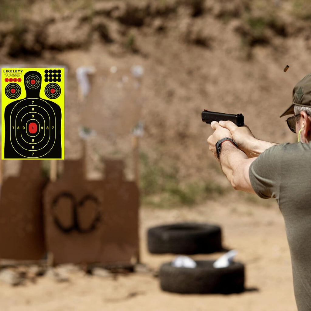Silhouette Splatter Targets - Adhesive Shooting Target Stickers for Indoor/Outdoor Practice | 12x18 Inch, 10/25/50 Pack
