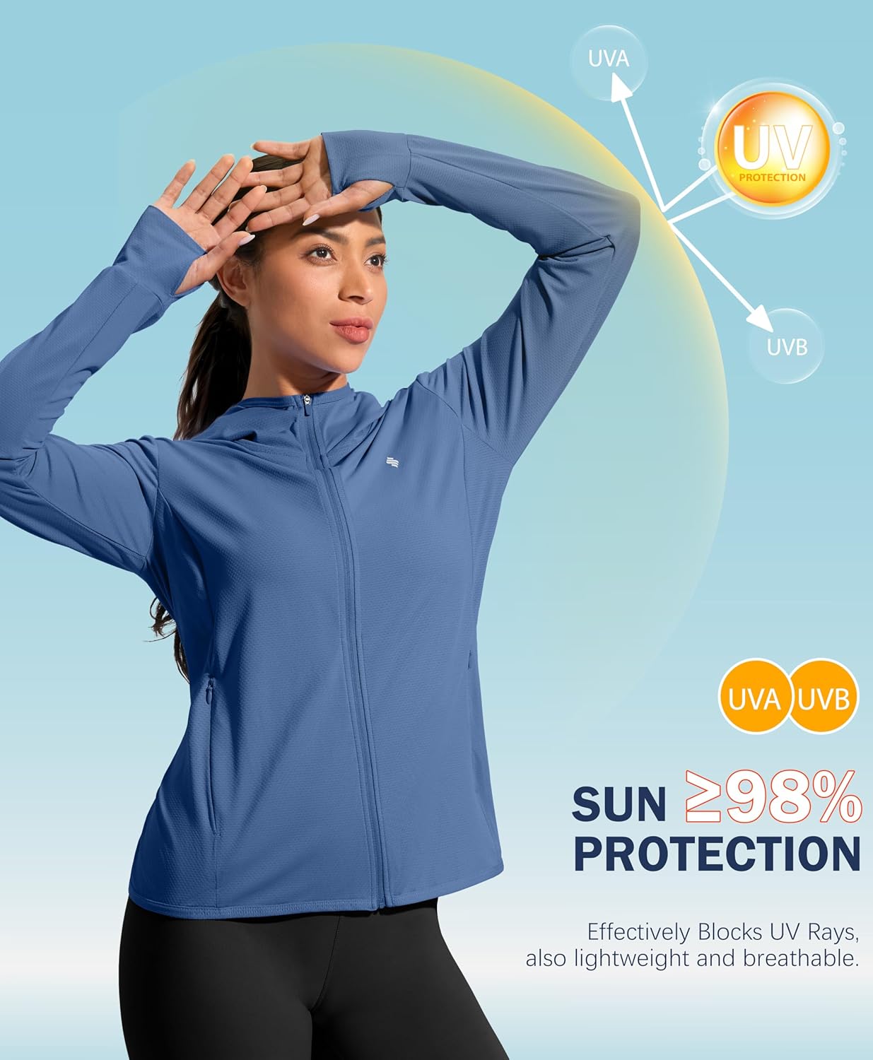 Soothfeel Women's Sun Protection Hoodie Jacket - Lightweight UPF 50+ Long Sleeve Hiking Shirt