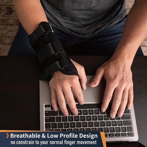 Deluxe 3-Strap Wrist Brace - Adjustable Support for Carpal Tunnel & Tendonitis - Lightweight, Breathable Design (S/M, Right Hand)