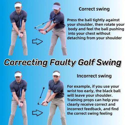 Golf Swing Trainer, Portable Collapsible Trainer, Improve Swing Posture, Golf Grip Trainer, Essential Swing Posture Corrector for Beginners (Right Hand Grip(Black))