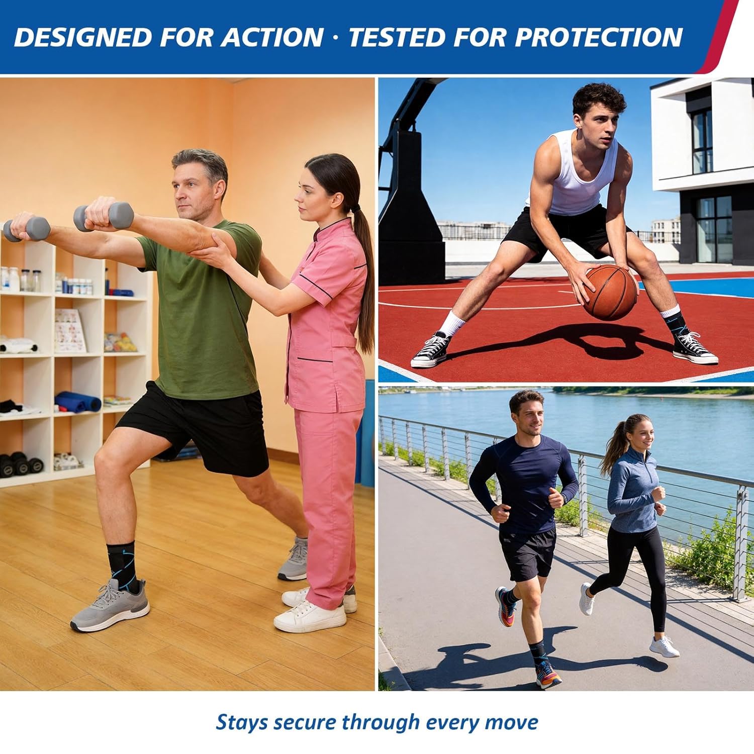 Skiennix Ankle Brace - Compression Support for Sprained Ankle & Plantar Fasciitis Relief | Medium Size