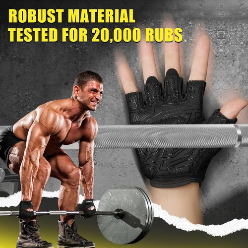 HOZMOZ Weight Lifting Gloves - Ventilated, Thick Padded Design for Full Palm Protection | Unisex Fitness Gear