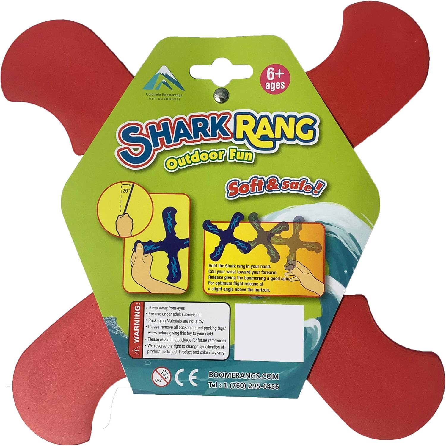 Colorado Boomerangs Shark Rang Red Boomerang - Safe & Soft Beginner Boomerang for Kids & Adults