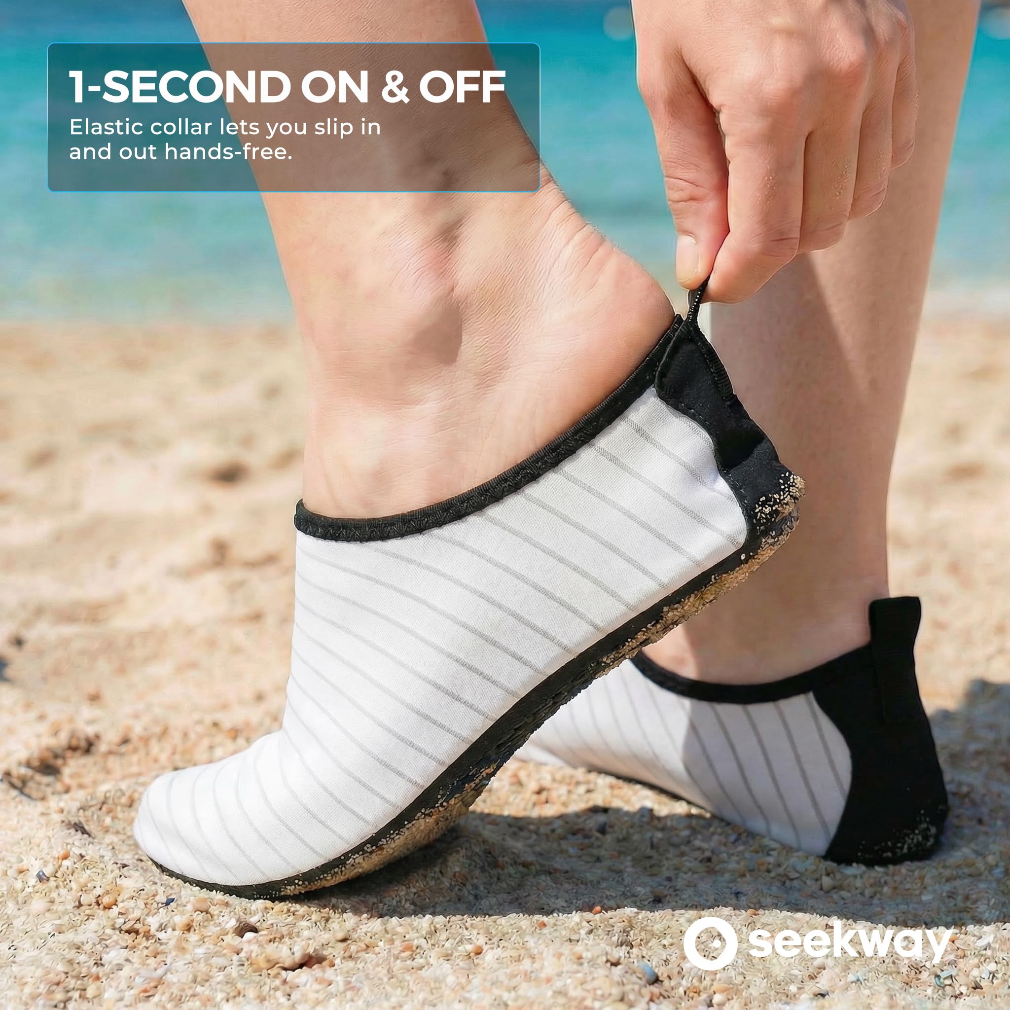 SEEKWAY Water Shoes Quick-Dry Aqua Socks Barefoot Non Slip for Beach Swim Yoga Pool Lake Surf Women Men White SK002(U)