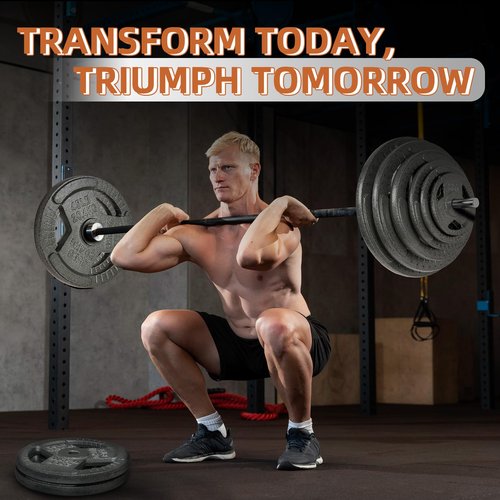 Fitvids 1 Inch Standard Weight Plates, 2x 25 LB Plates for Home Gym Strength Training, Triple-handle Design