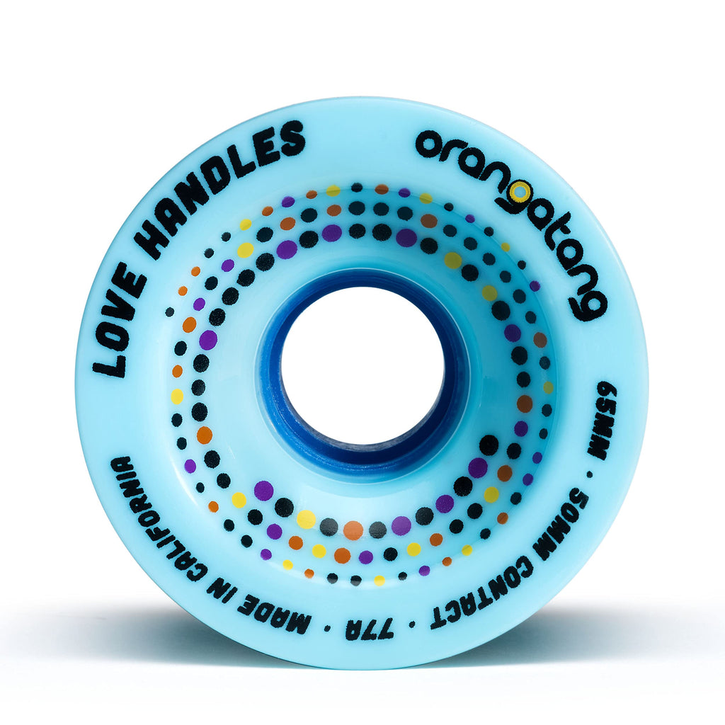 Orangatang Love Handles 65 mm 77a Cruising Longboard Skateboard Wheels (Blue, Set of 4)