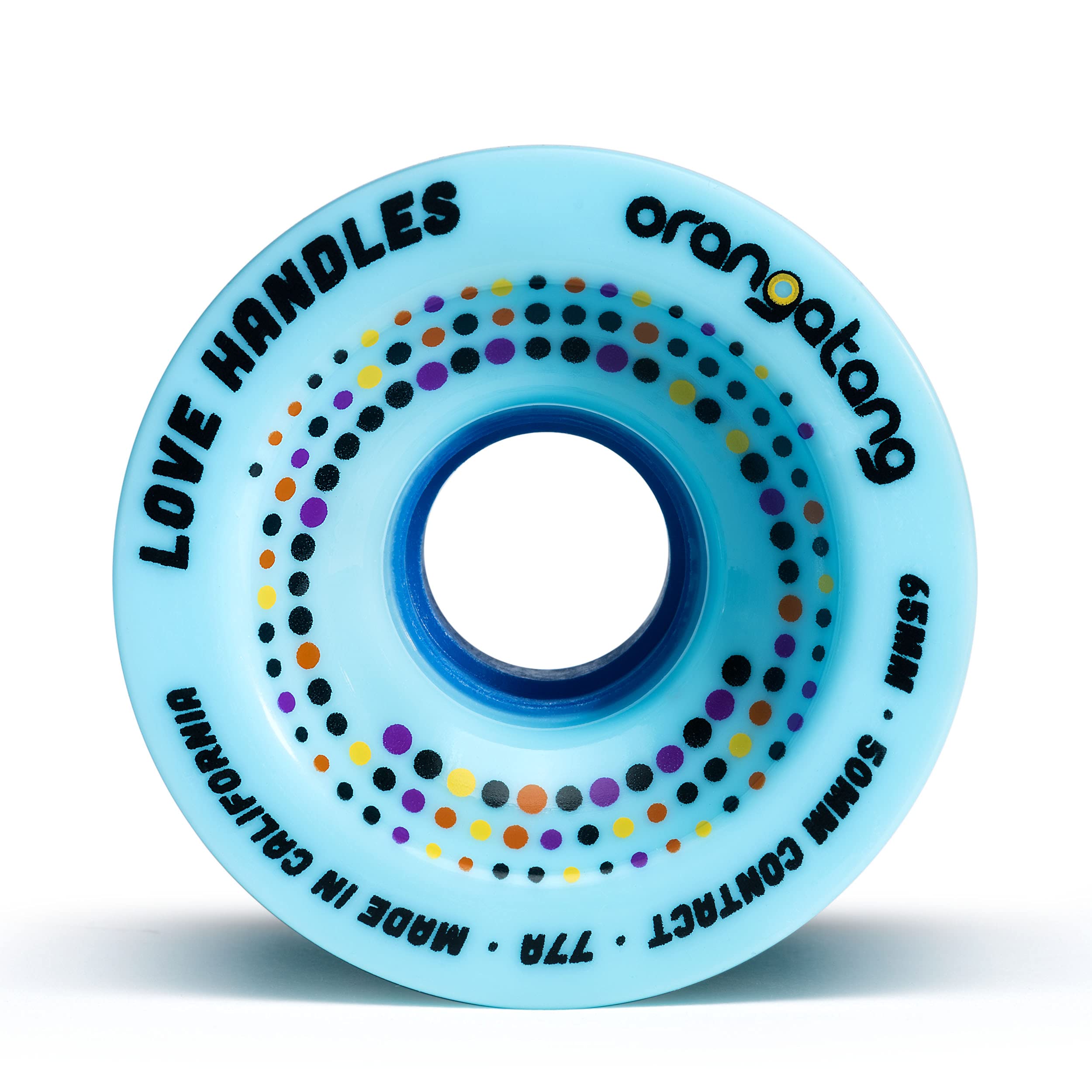 Orangatang Love Handles 65 mm 77a Cruising Longboard Skateboard Wheels (Blue, Set of 4)