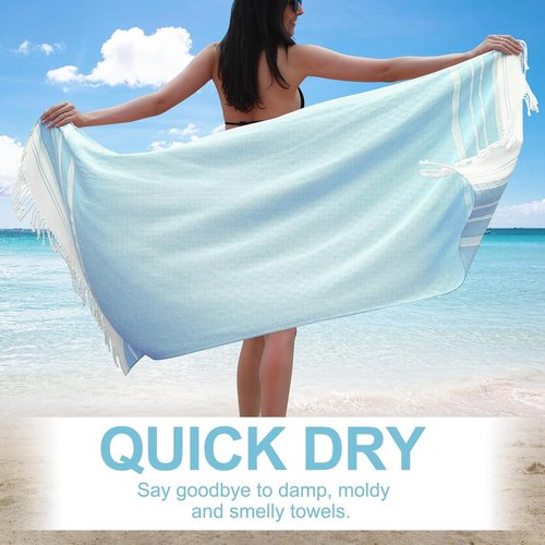 Genovega Oversized Turkish Beach Towels - Quick Dry, Sand-Free, Extra Large 74"x38" - Perfect for Summer Travel & Pool Days