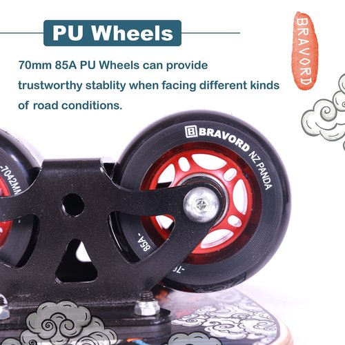 BRAVORD NZ Panda Roller Road Drift Skate with Cool Maple Deck Anti-Slip, Freeline Skate with PU Wheels and High Speed Bearings