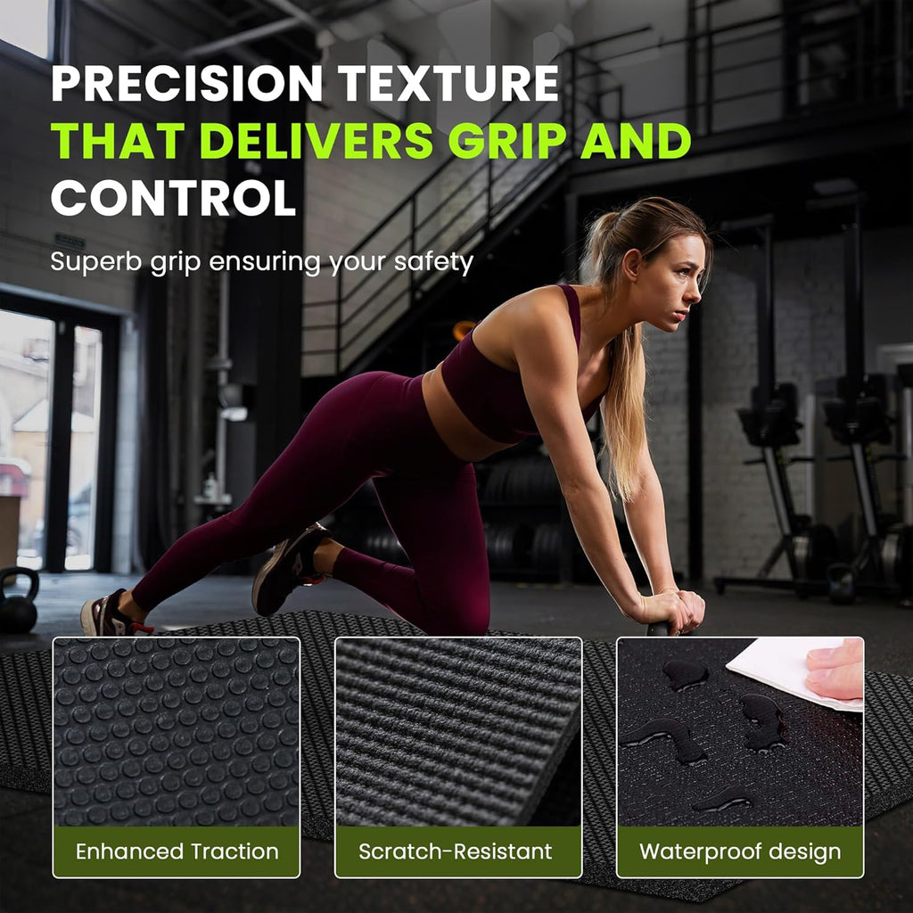 Stepwaver Extra Large Exercise Mat - Non-Slip, Ultra Durable 8mm Thick Gym Flooring | 7'x5', 8'x6', 10'x6' Sizes