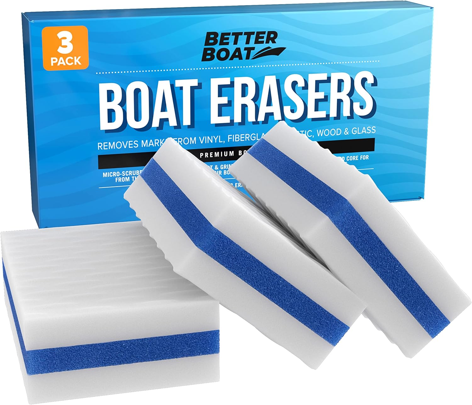 Better Boat Boat Erasers - Effective Cleaning Sponge for Scuff Marks & Grime | Safe for Fiberglass & Vinyl
