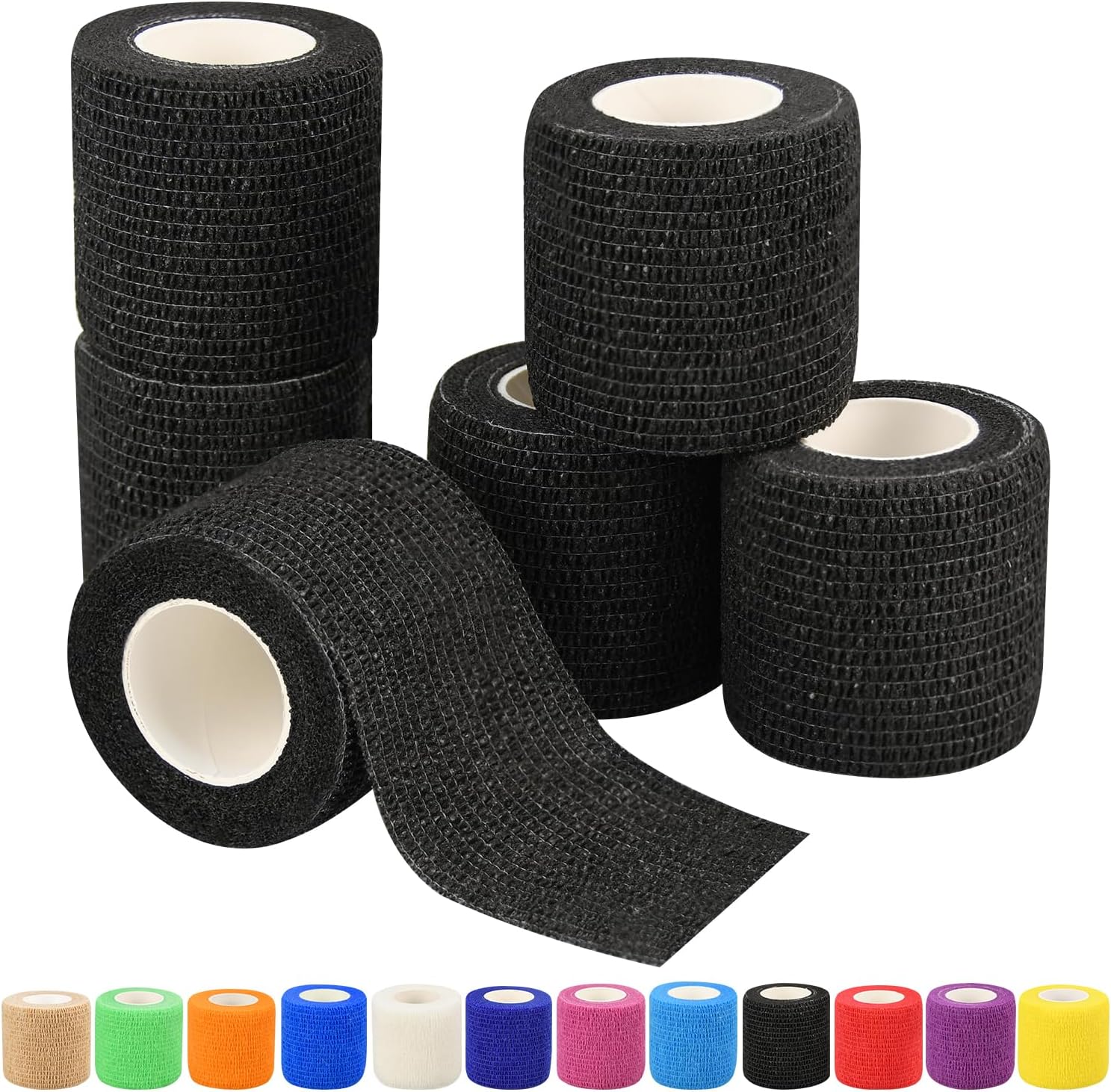 Skiennix Self-Adhesive Bandage Wraps - 6 Pcs, 5 Yards Each, 12 Color Options for Sports & Swelling