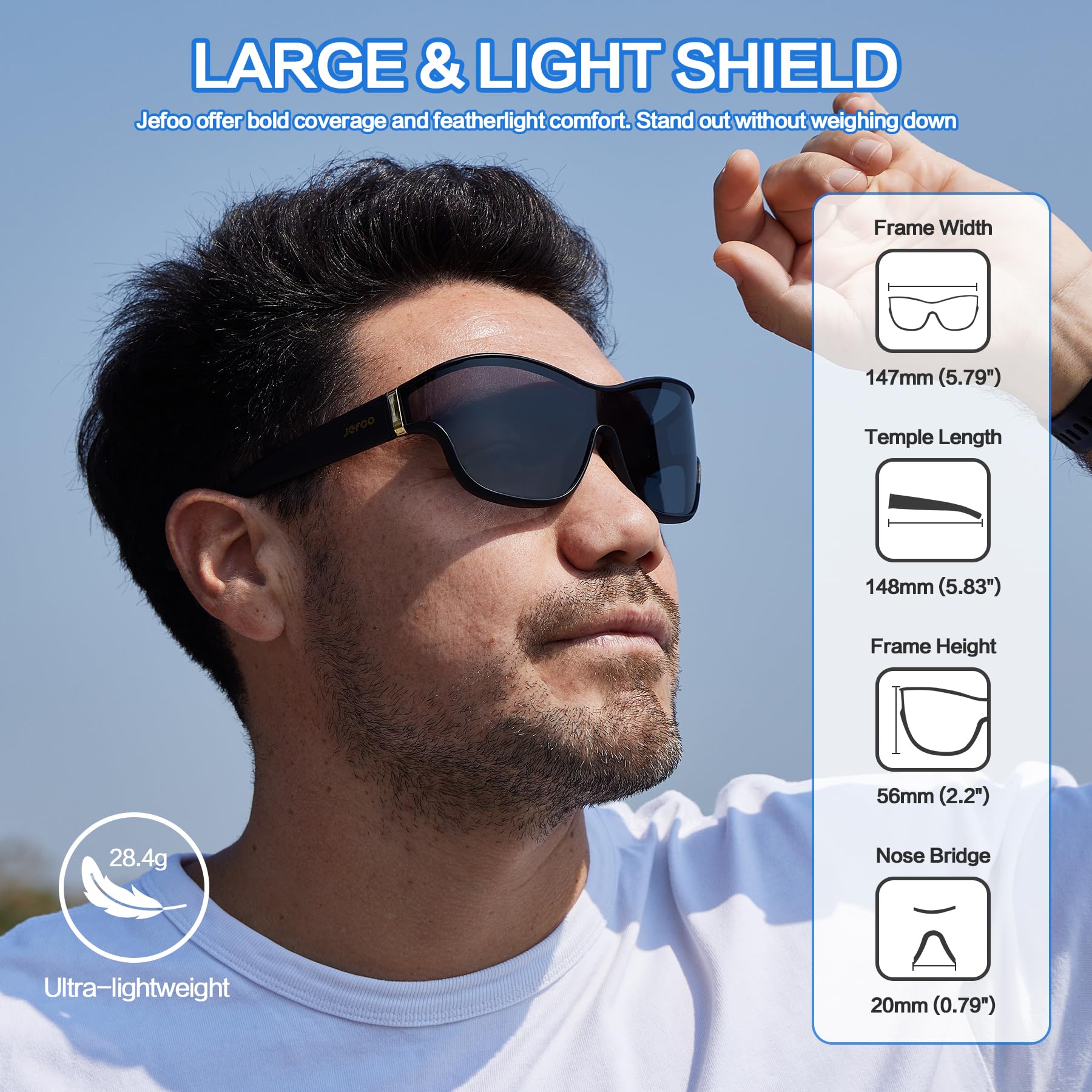 Jefoo Fit Over Glasses Oversized Polarized Sports Sunglasses for Women Men Trendy Retro Sun Glasses UV400 Protection