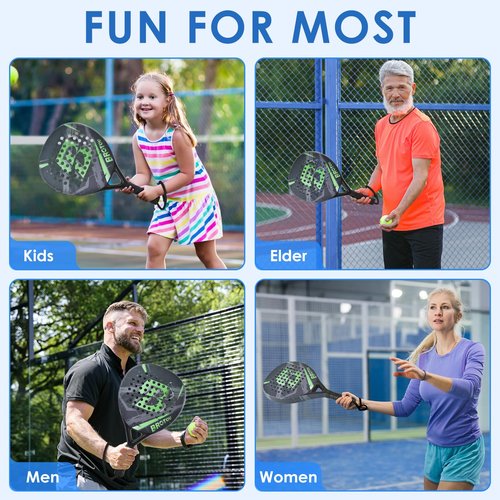 BROTOU Padel Tennis Racket Carbon Fiber Surface with EVA Memory Foam Core with Carry Bag