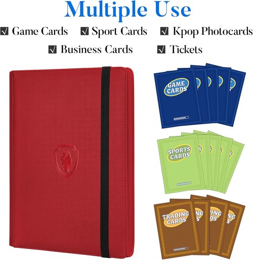 Fabmaker Premium 9 Pocket Card Binder - Sturdy Collection Album for 540 Cards | Sleek Red Design