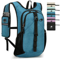 Outplea Folding Hiking Backpack with Phone Pocket for Men Women, Small Ultralight Packable Casual Daypack with Shoulder Chest Straps for Travel, 15L Foldable Lightweight Day Pack, Blue