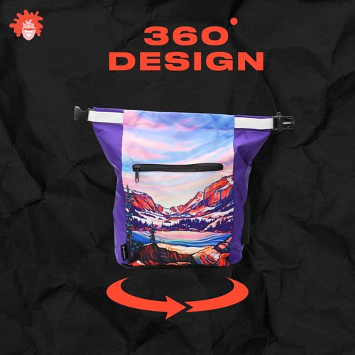 GNARLY DOOD Rocky Mountains Rock Climbing Chalk Bucket | for Bouldering Gym & Outdoor Use | Durable Hook & Loop Closure, 2 Zippered Pockets, Easy-Carry Handle