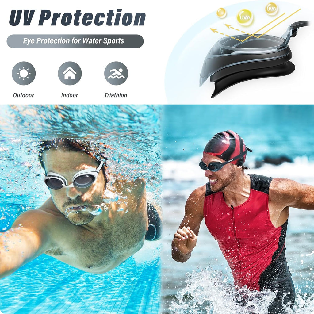 Seago Swimming Goggles - Anti-Fog & UV Protection | 2-Pack for Adults, Men & Women