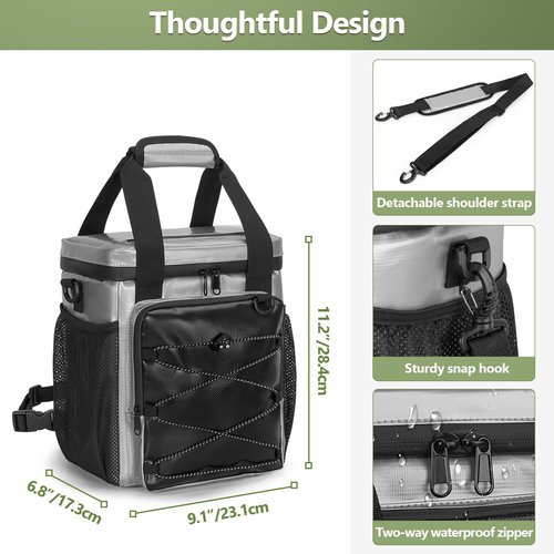 PGmoon Insulated Golf Cart Cooler, 12-Can Leakproof Soft Cooler Bag Suitable for Golf Push Cart