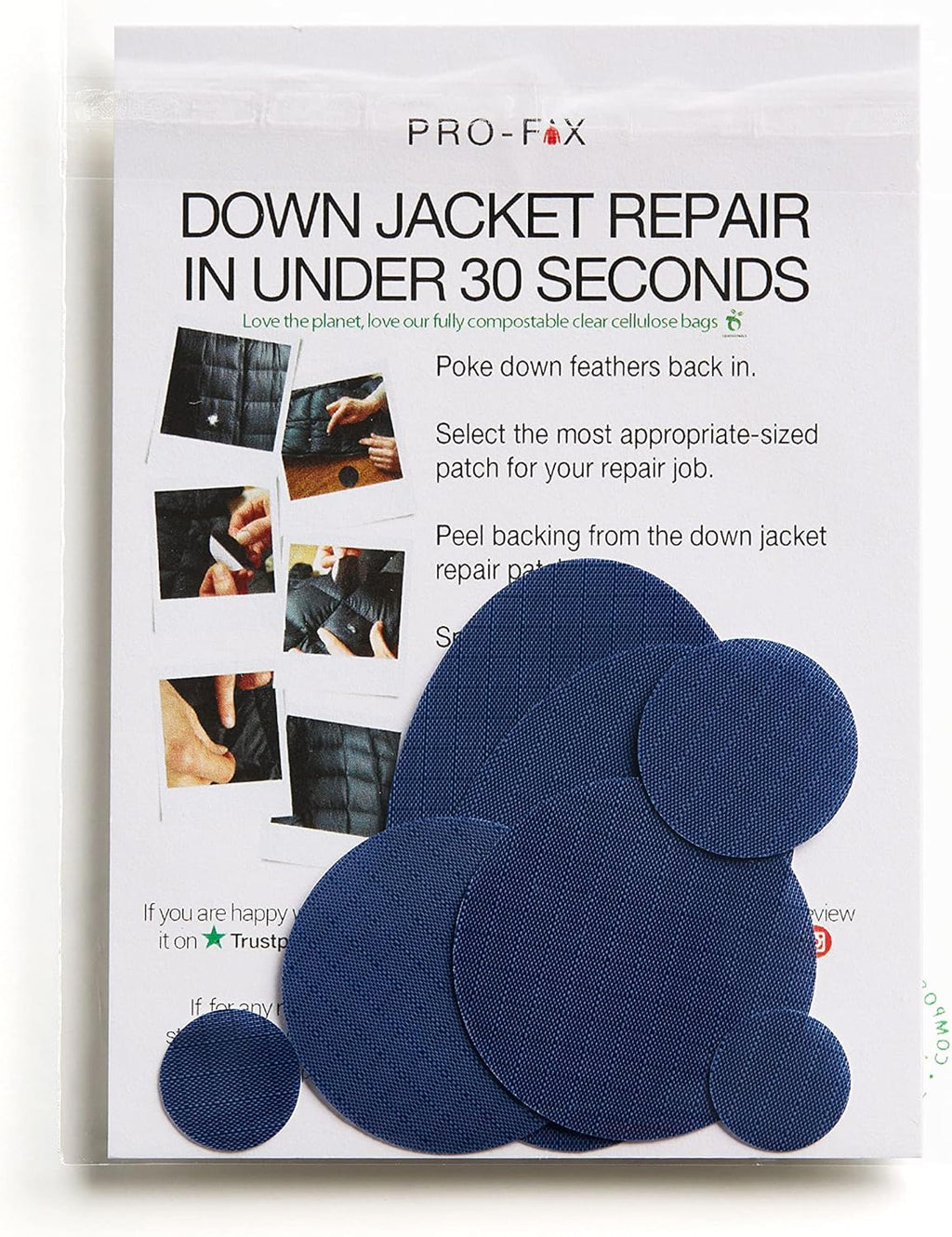 Self-Adhesive Waterproof Repair Patch Kit | Quick 30-Second Fix for Outdoor Gear - Pre-Cut Nylon Ripstop Patches in Dark Blue