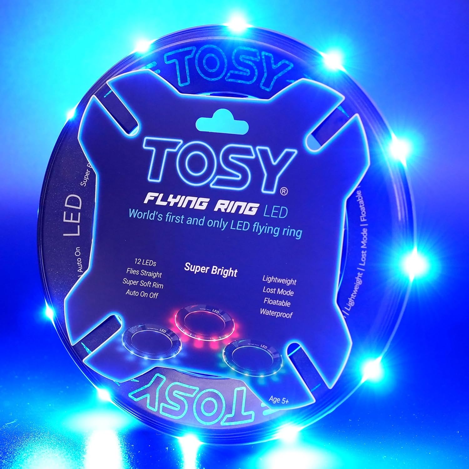 TOSY Flying Ring Bundle - 3 Colors (Blue, Green, Red) - Super Bright 12 LEDs for Ultimate Fun