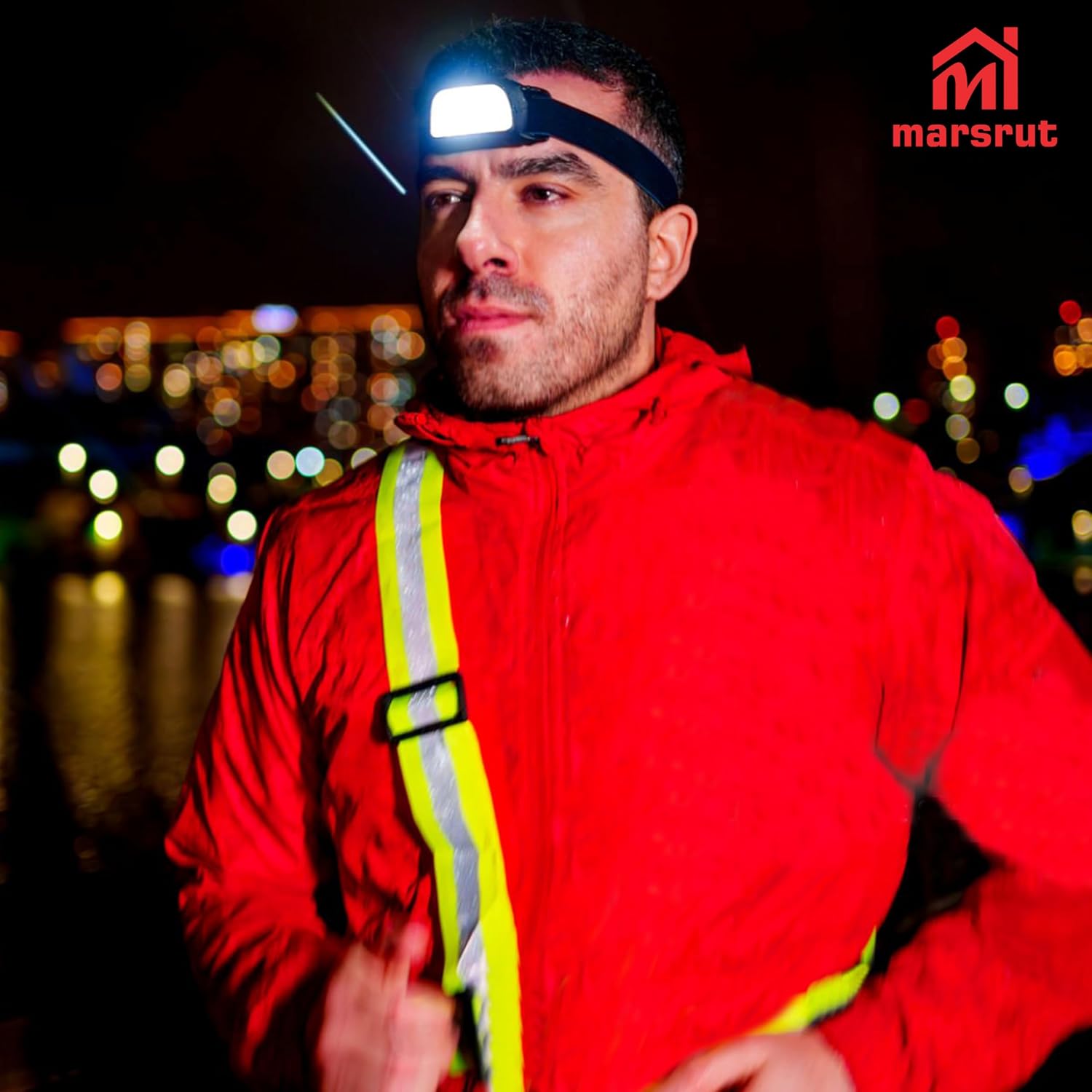 PT Glow Reflective Belt | 5-Piece Running Sash Set for Night Safety - Adjustable & Lightweight, 1 Black, 2 Orange, 2 Green