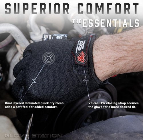 Glove Station Heavy Duty Mechanic Work Gloves for Men - Essential Series, Durable Protection