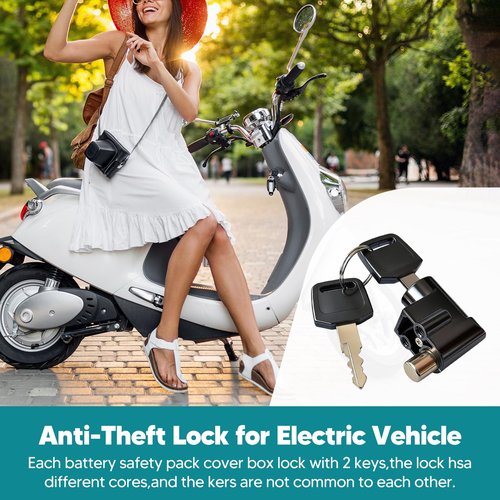 Universal Battery Box Lock for Electric Vehicles - Anti-Theft Metal Replacement Lock with 2 Keys, Fits E-Bike, Electrombile & Motorcycle
