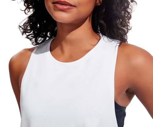 JOYSPELS Workout Tank Tops for Women, Quick Dry Ice Silk Athletic Running Shirts, Loose Fit Sleeveless Gym Tops White