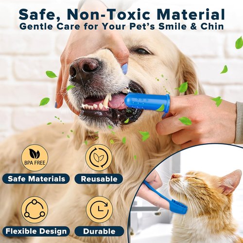 Augwind 6PCS Pet Grooming Kit - Dog Washing Gloves, Bath Brush & Shampoo Supplies | Navy Blue
