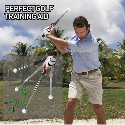 Colefunmit Retractable Golf Swing Trainer, Golf Grip Trainer & Golf Swing Trainer for Warm-up, Right-Handed Golf Training for Indoor & Outdoor, Strength & Tempo Training for Chipping Hitting (Blue)